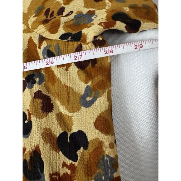 Silhouettes Top 3X Golden Blue Leopard Animal Print Mobwife Button Up Blouse - Picture 8 of 10